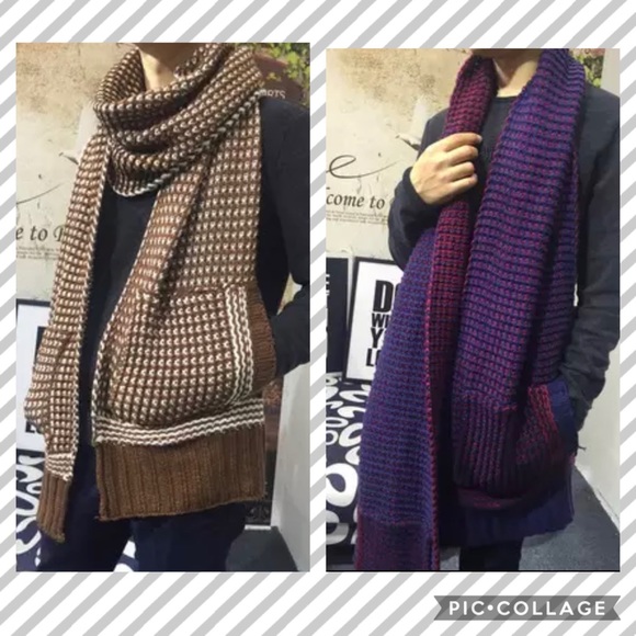 Blue POCKET Scarf knit warm & cozy!!!!! - Picture 3 of 8